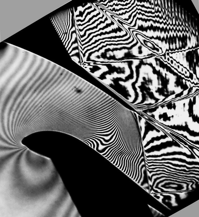 Figure 2 Interferogram of the shock wave boundary layer interaction in the mid-section of a turbine rotor blade