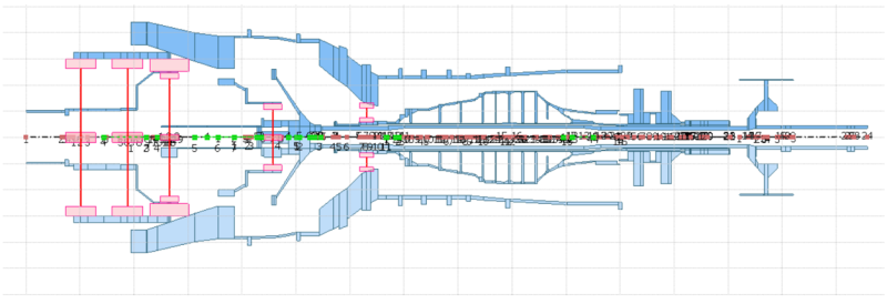 Image of an aircraft engine modelled in AxSTREAM RotorDynamics with maneuver loads