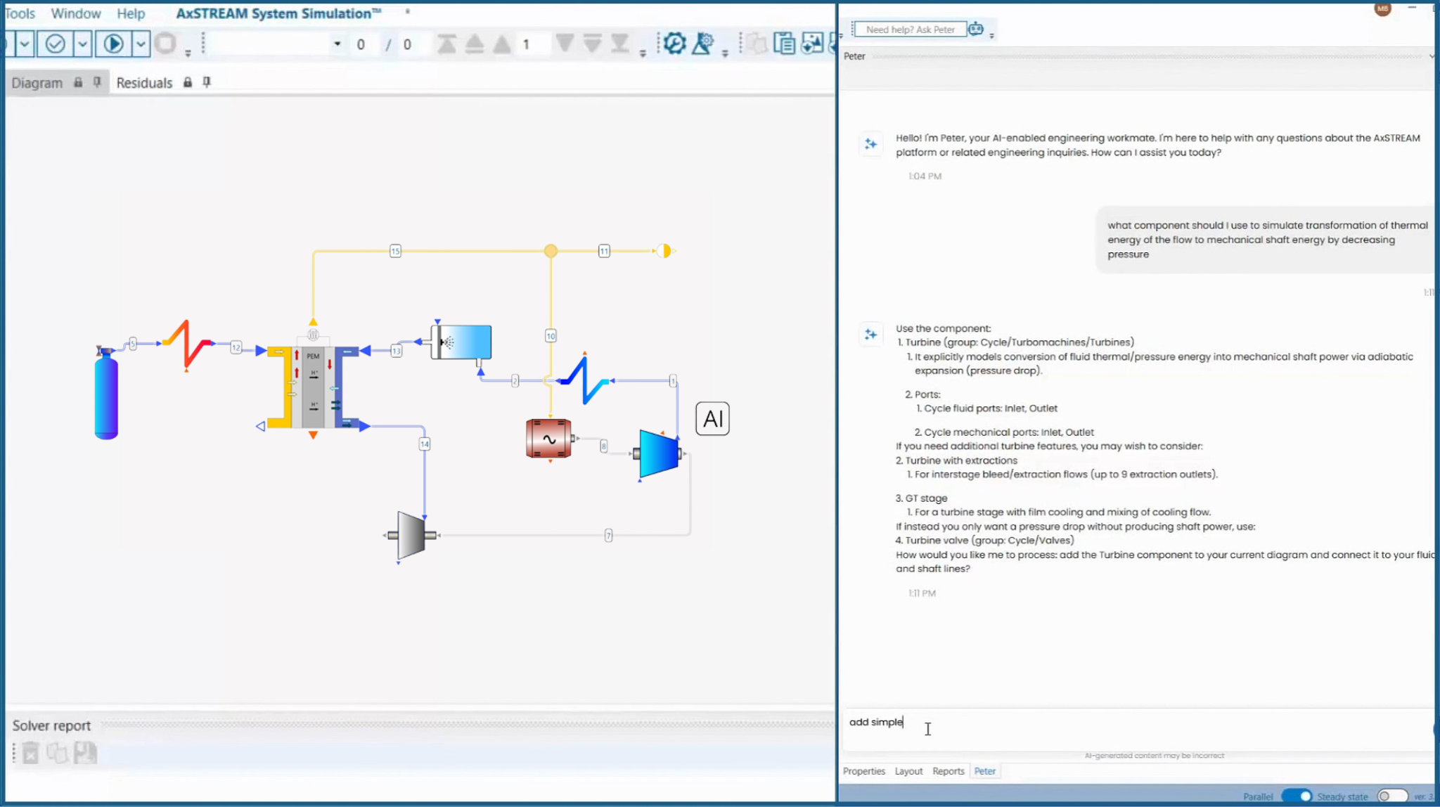 Peter AI An AI chatbot helping with cycle simulation