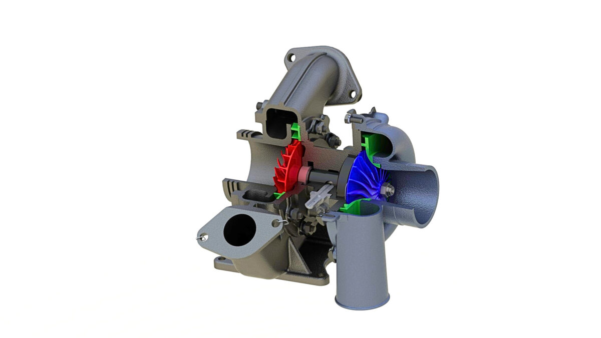 Image of a CAD turbocharger