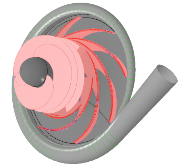 Image of a Centrifugal pump with screw inducer in AxSTREAM